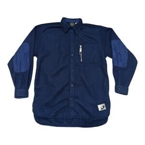 Vintage Bugle Boy Snap Button Down Fleece Jacket Navy Blue Shacket Windbreaker